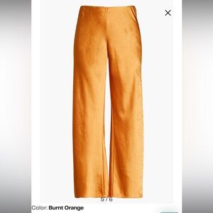Vince Satin Wide Leg Pants Bias Cut Silk Blend Burnt Orange 1X NWT